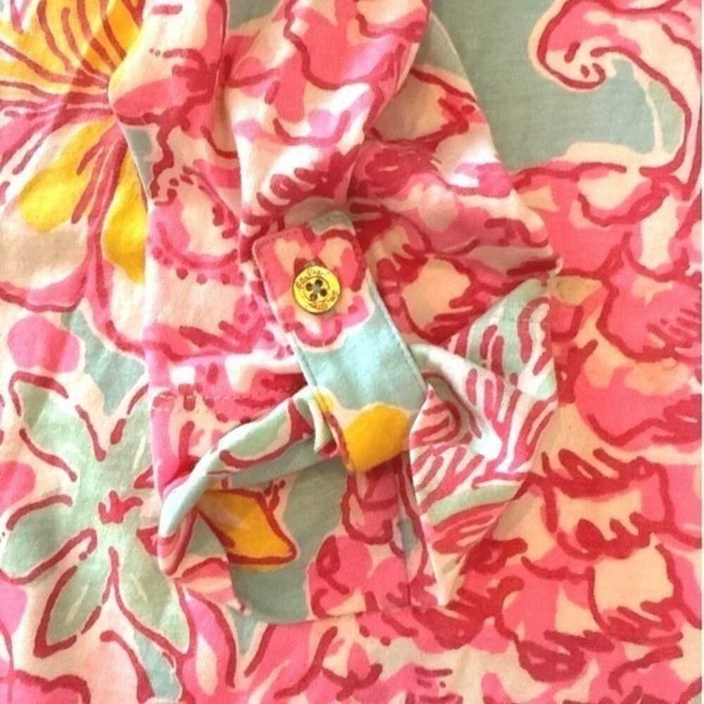 Lilly Pulitzer Womens Coastal Preppy T-Shirt Dress 3/4 Sleeve Size S Blue Pink - Picture 4 of 7